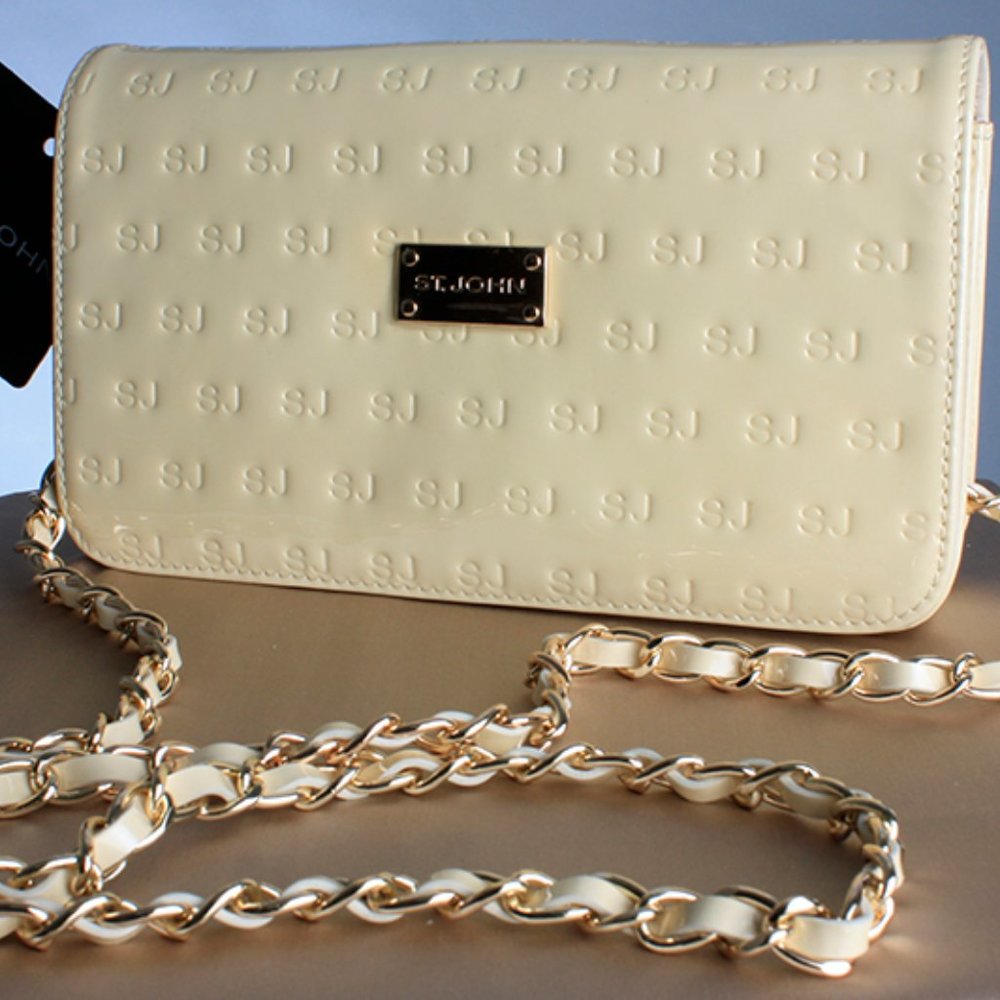 St John  Opal Logo Stamped Leather Cross Body Bag